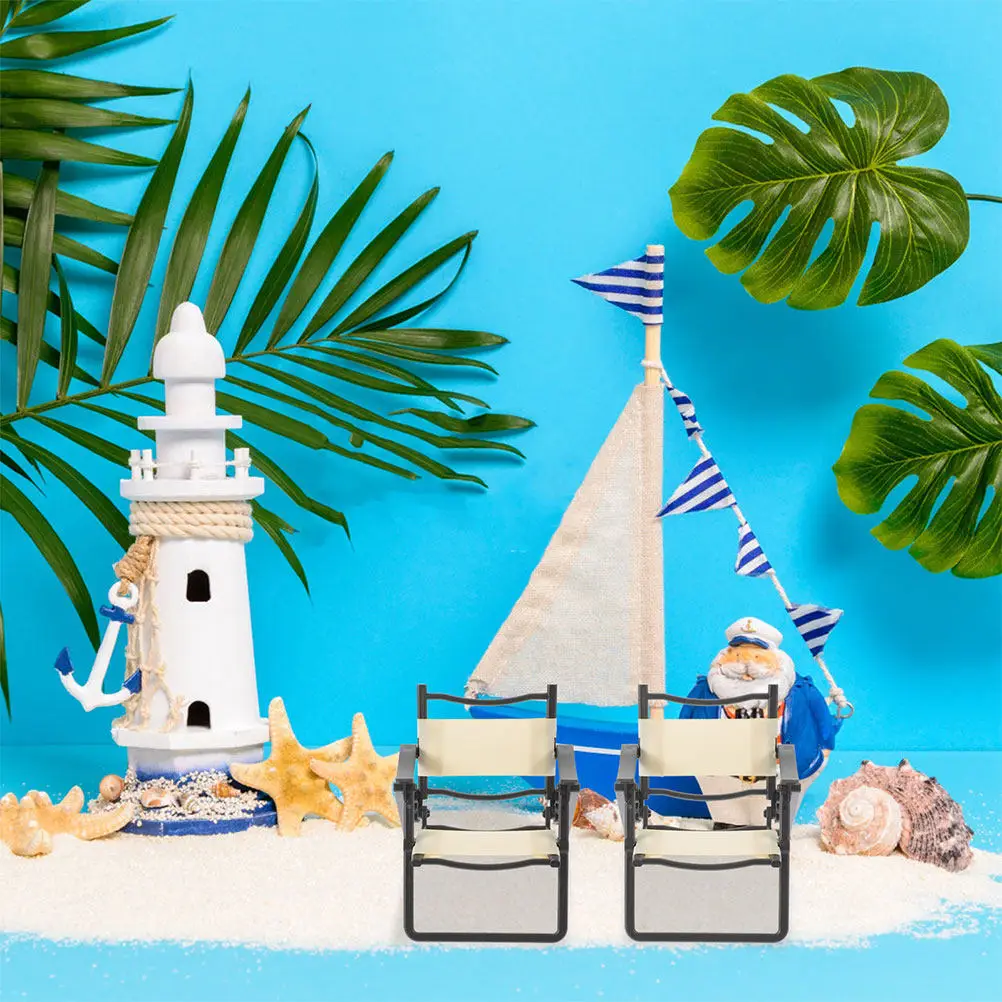

2Pcs Mini Folding Beach Chair Miniature Chair Accessory for Dollhouse Furniture Mini Home Decor Dollhouse Furniture