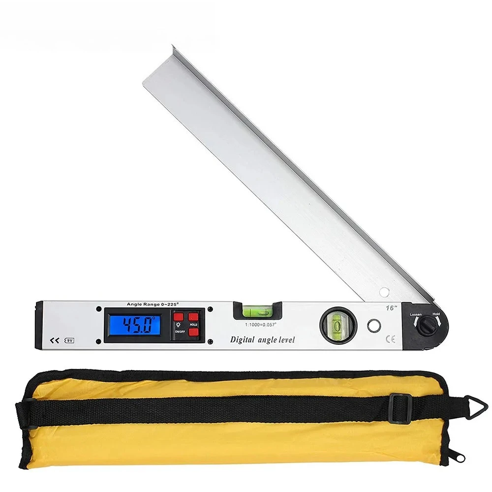 Pencari Sudut Digital 400mm/16 inci 0-225 °   Protractor Spirit Level dengan Level Bubble |   Alat Ukur Presisi untuk Pertukangan Kayu, Konstruksi