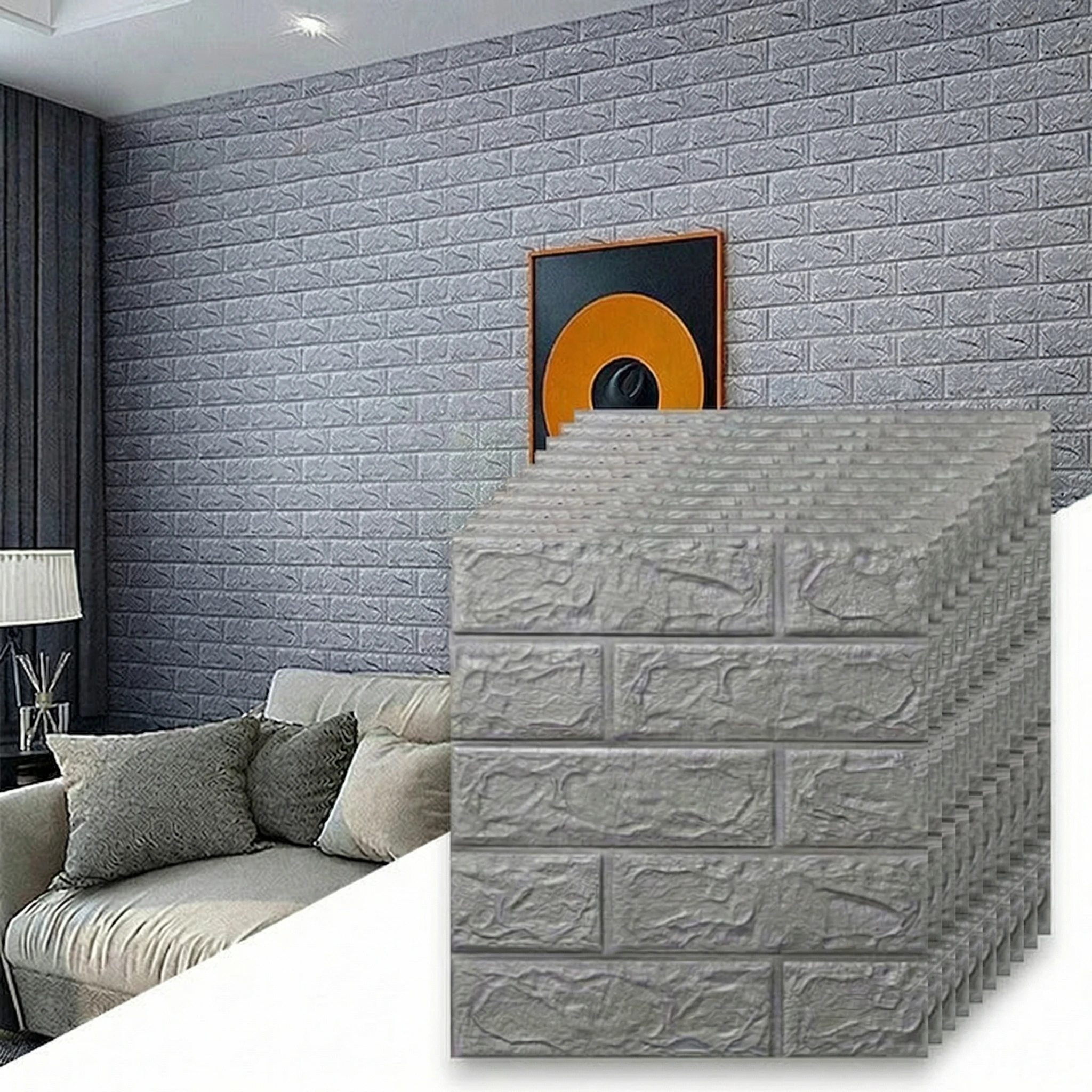 10 Stück 3D selbstklebende weiche Schaumstoff-Tapete mit Ziegelmuster, schmutzabweisende Wandaufkleber, weiß/schwarz, wasserfeste Aufkleber, Raumdekoration – Detail 16