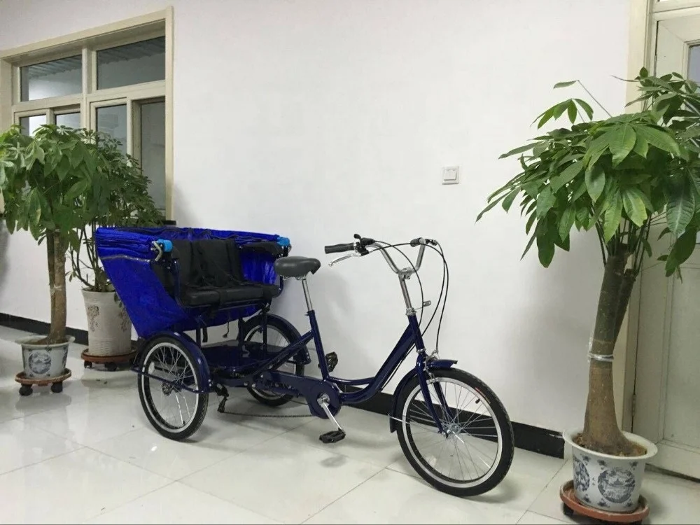 SH-T058 single speed or 6-Speed Man power Tricycle with Baby Seat and Rain Cover custom