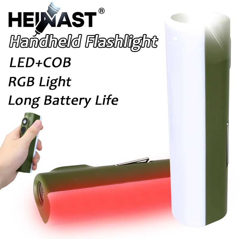 Powerful LED Handheld Flashlight USB C Rechargeable Torch RGB Camping Atmosphere Light Outdoor Emergency Long lasting Flashlight