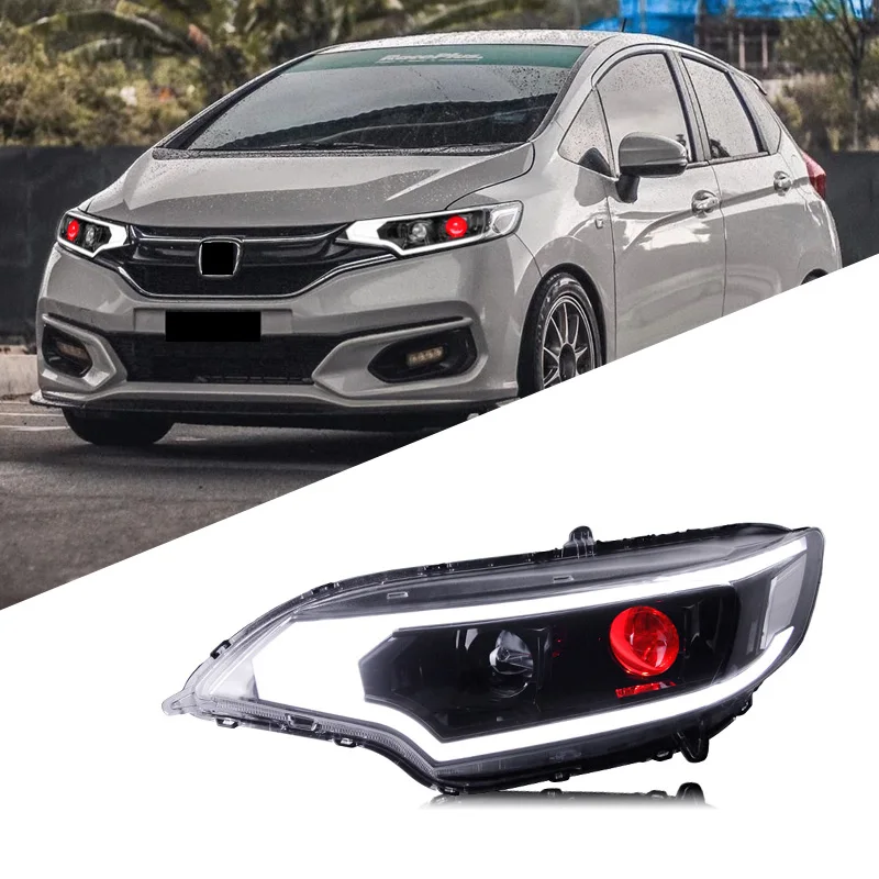 Suitable 14-20 for Honda fit headlight assembly retrofit LED daytime running light bifocal lens xenon headlight