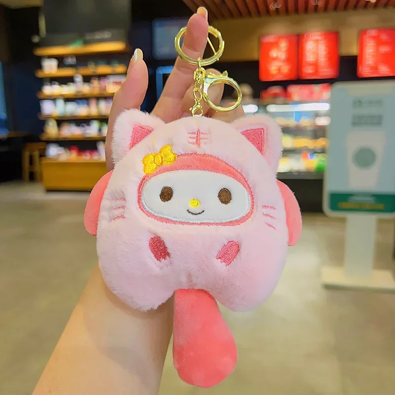 2025 miniso série kuromi bonito menina pingente de pelúcia boneca chaveiro hellokitty mymelody pochacco boneca brinquedo presente das crianças