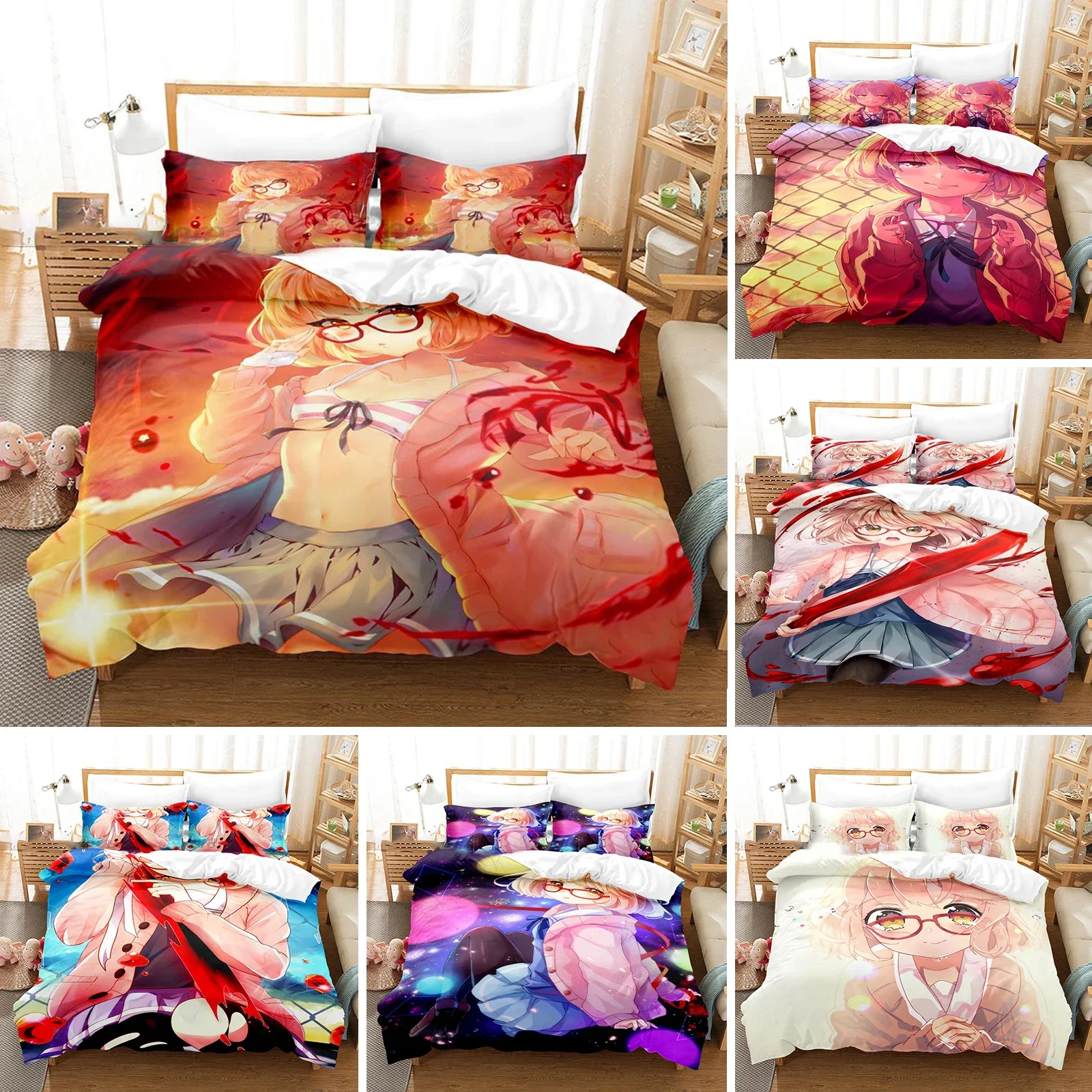 

3D Printed Beyond the Boundary Bedding Set Pillowcase Duvet Cover Double Twin Full Queen King Adult Kids Bedclothes Quilt Cover