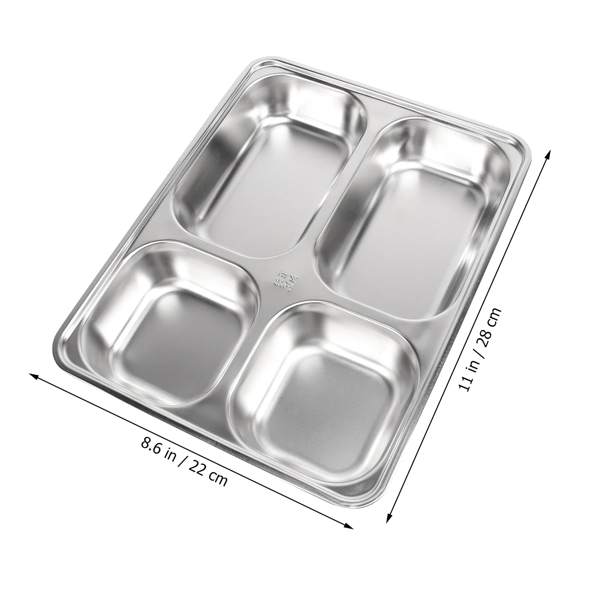 

Stainless Steel Food Tray Plate Four Grid Fast Food Plates Divided Dinner Tray for School Proof Rice Dish