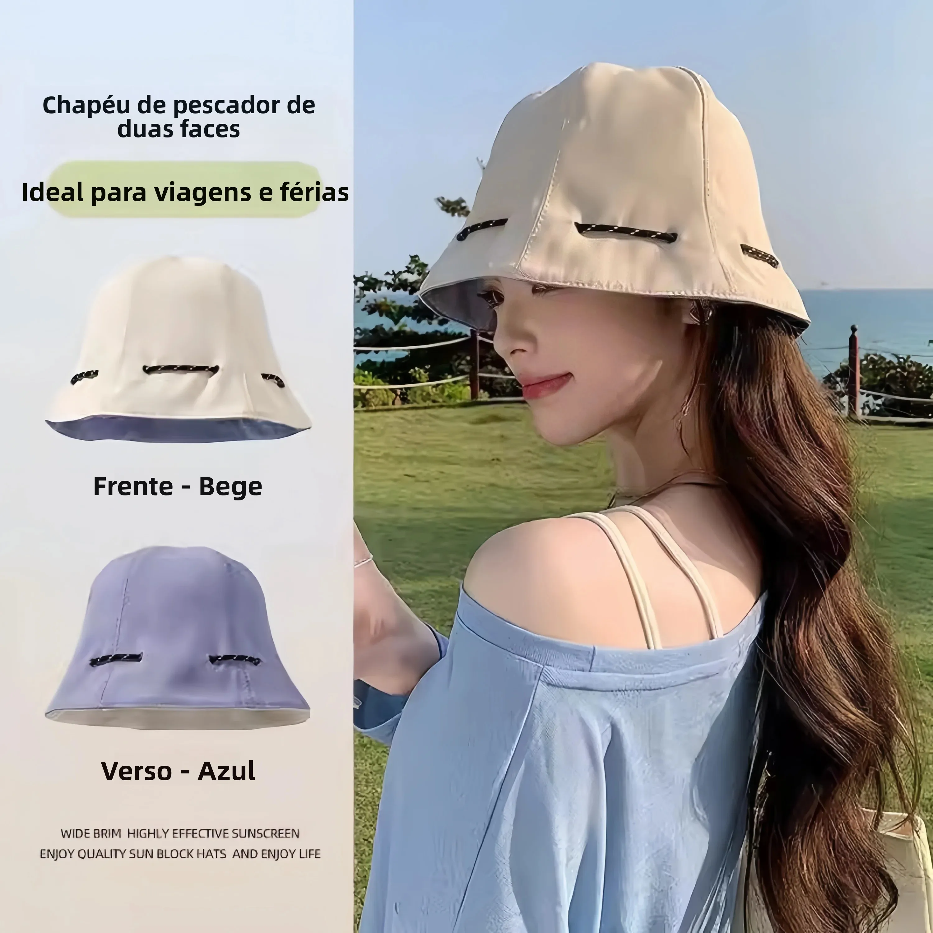double-sided-fisherman-hat-women's-summer-spring-sun-protection-large-head-size-elegant-style-travel-essential