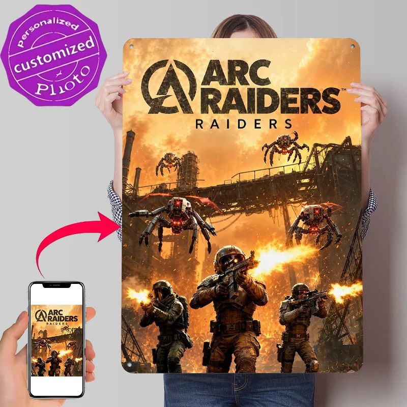 Arc Raiders Game Art Personalized 3D Textured Metal Poster Wall Art Tinplate Sign for Vintage Decoration Gaming Decor Luxury