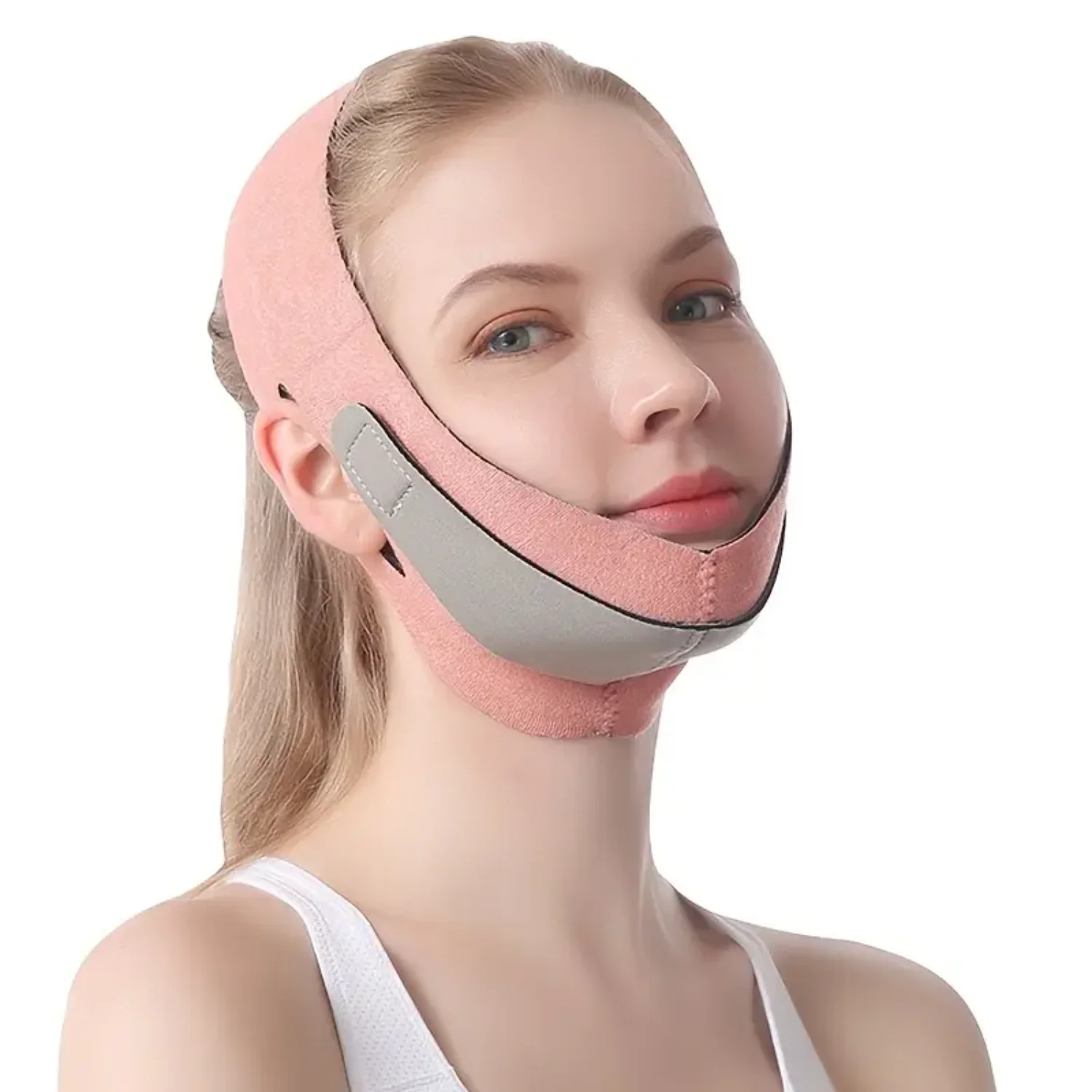 V Shaped Face Lifting Strap - Double Chin Reducer & Anti-aging Firming Mask for Women, Slimming Face Belt Eliminates Wrinkles an