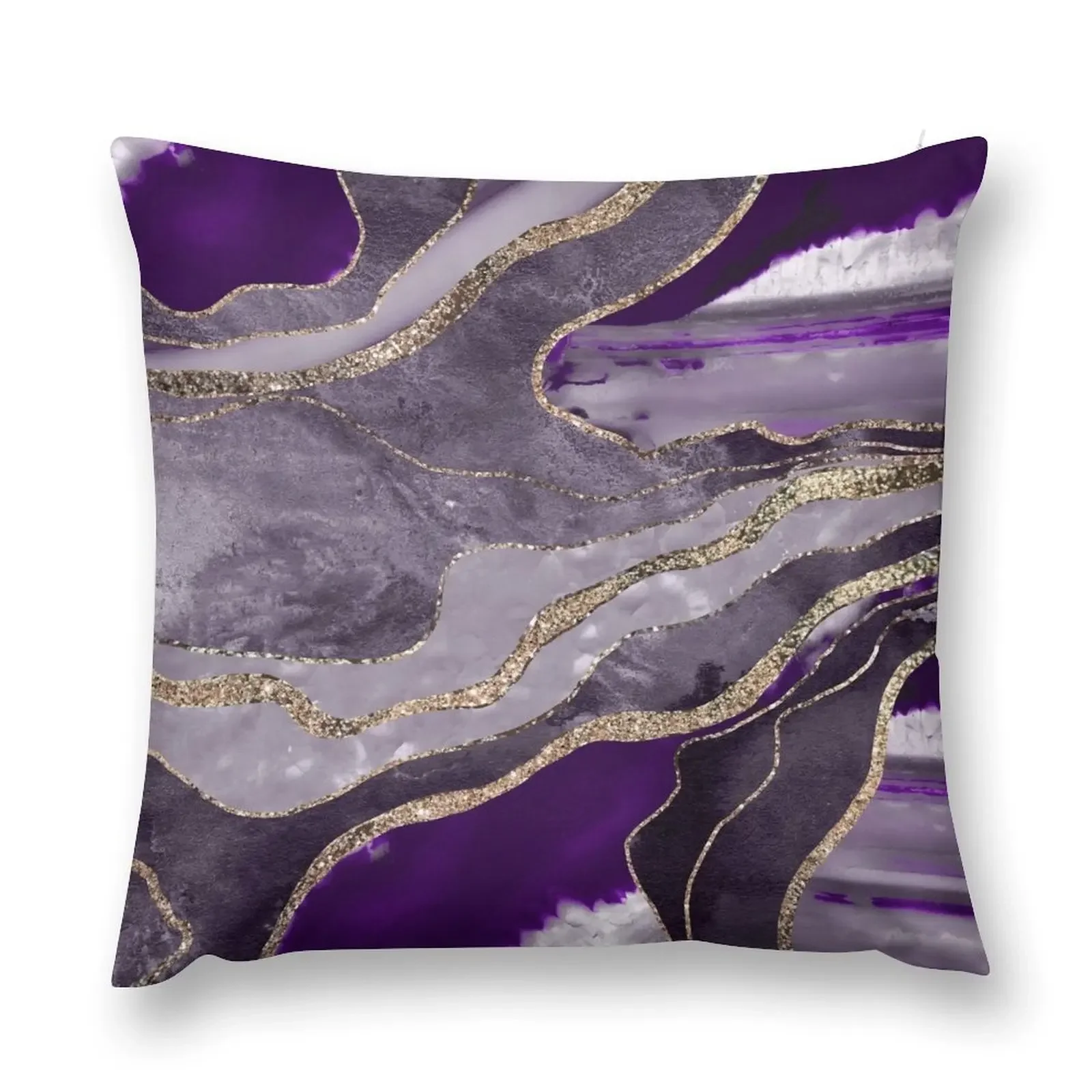 

Dark Violet Marble Agate Gold Glam #1 (Photo of Glitter Only - Not Reflective) Throw Pillow pillow cover christmas pillow