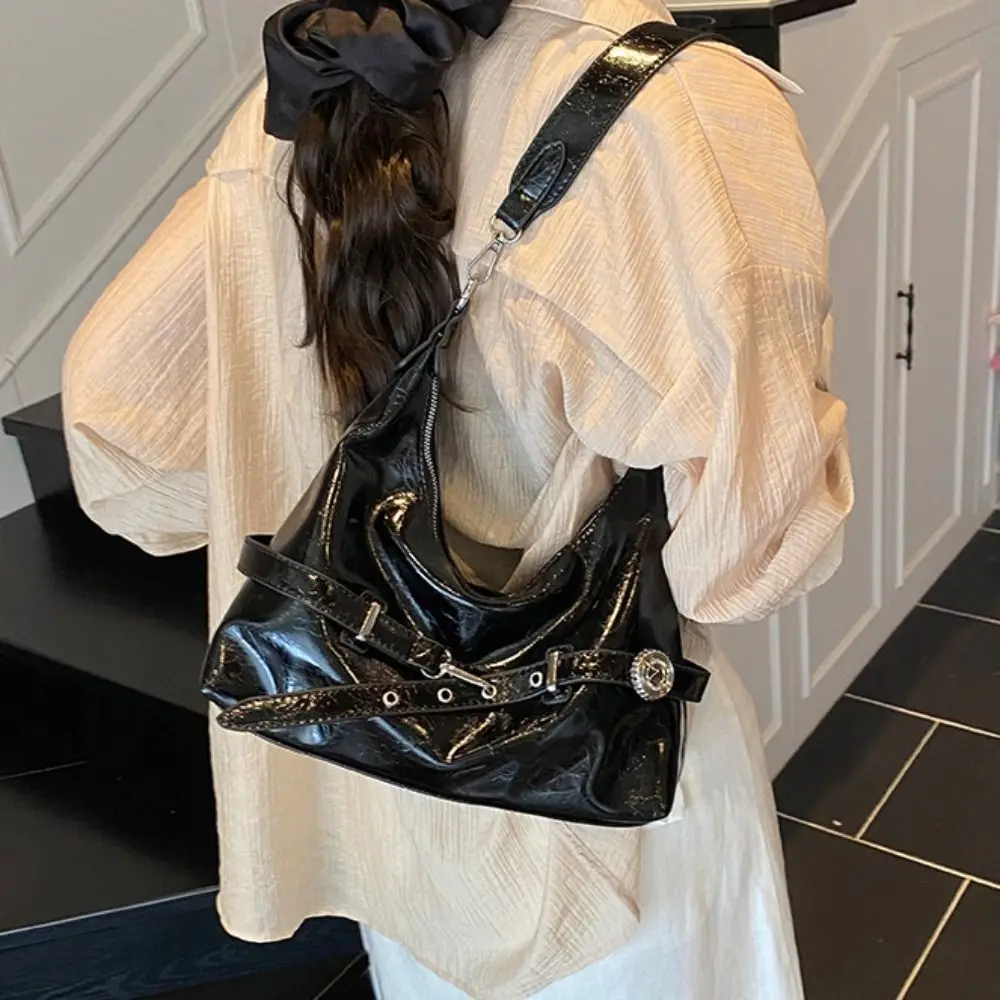 

Handbag French Buckle Shoulder Bag Solid Color Leisure Leather Underarm Bag Y2k Commuting Women's Armpit Bag Daily