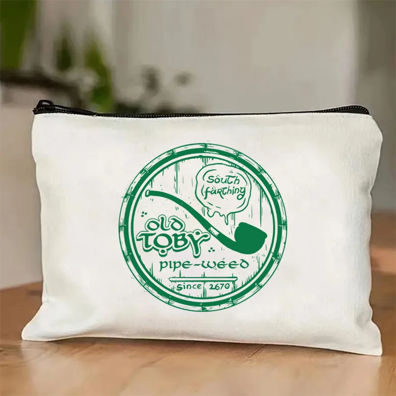 Old Toby Pipe Weed Makeup Bag Women's Trendy Fashion Medicine Bag Travel Miscellaneous Storage Zipper Wallet Reusable Fun Gifts