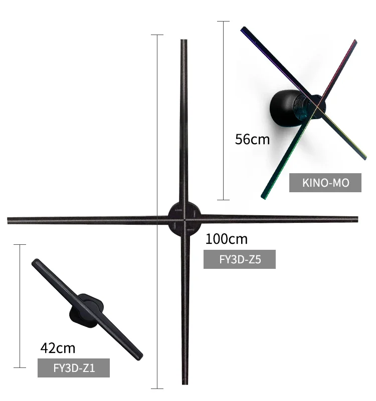 

Z5H 100cm 3D Hologram Led Fan with 4 blades WIFI Ios and Android supported