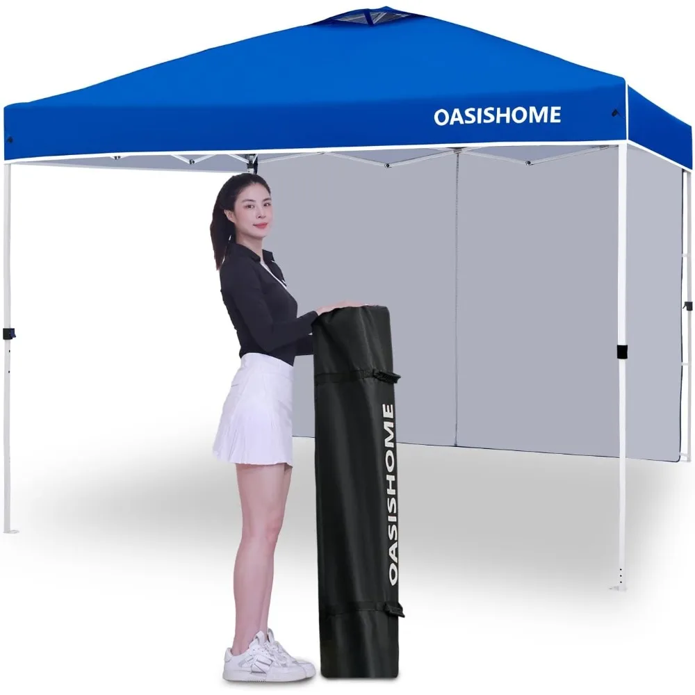 

Pop-up Portable Outdoor Canopy Tent 10'x10' Instant Gazebo, with 1 Sidewall, Carry Bag, Stakes, Ropes, for Outdoor/Beach/Patio/