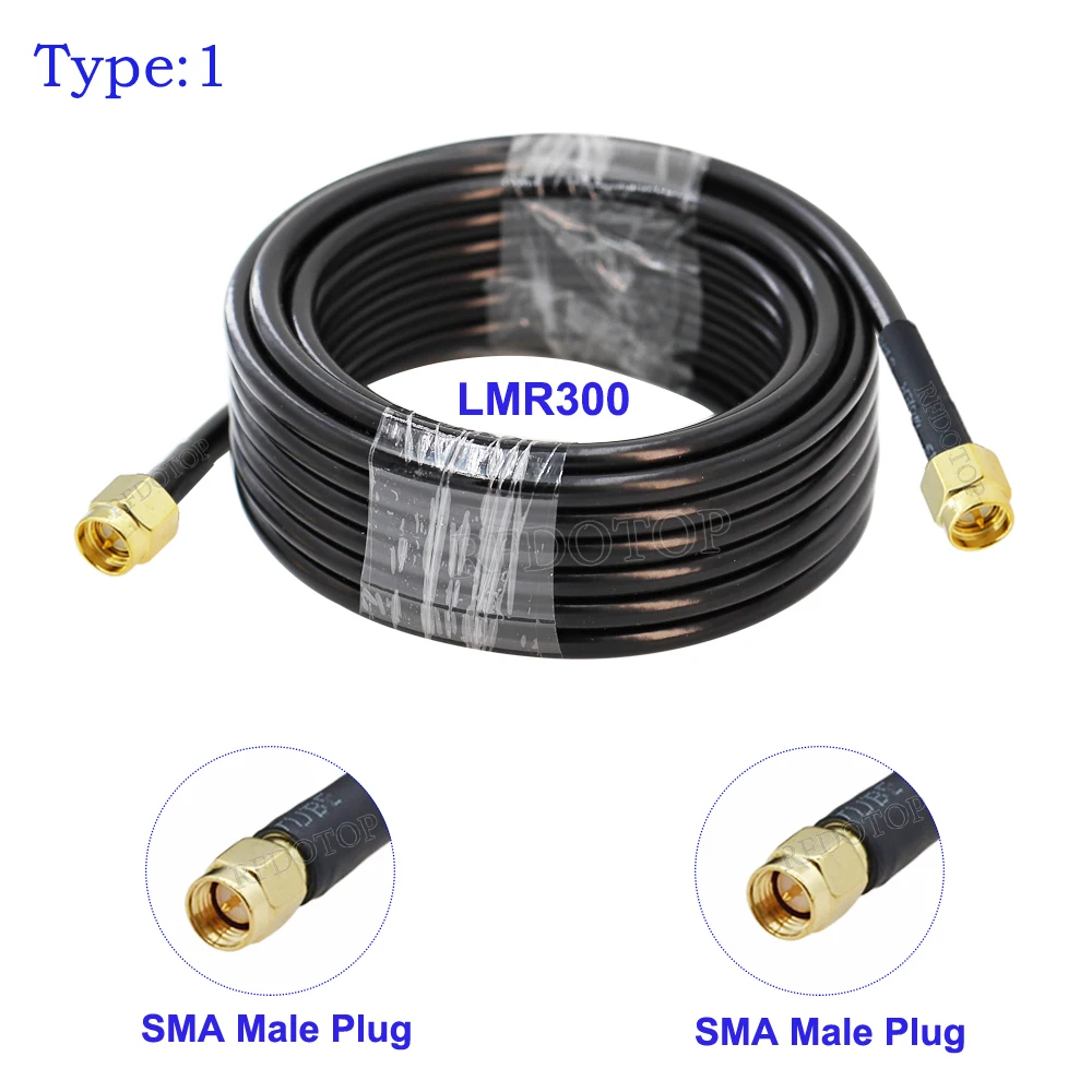 SMA to SMA Male Female Connector Crimp LMR300 Coax Cable 50Ω WiFi Antenna Extension Cord 15CM-30M SMA-SMA-50-5 RF Jumper Pigtail - Image 2