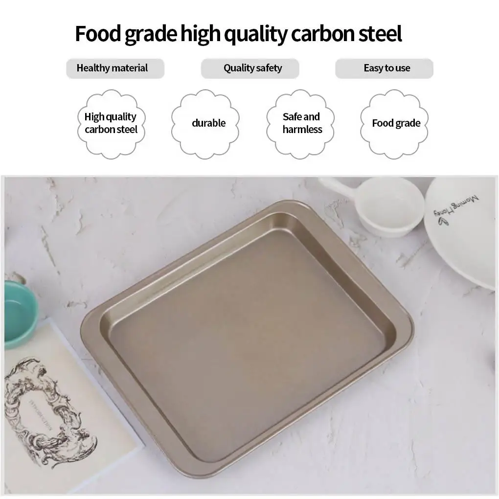 Rectangle Baking Pans Pastry Oven Tray Large Black/Gold Bakeware Bakery Accessory Professional Plate Gold 33*23cm