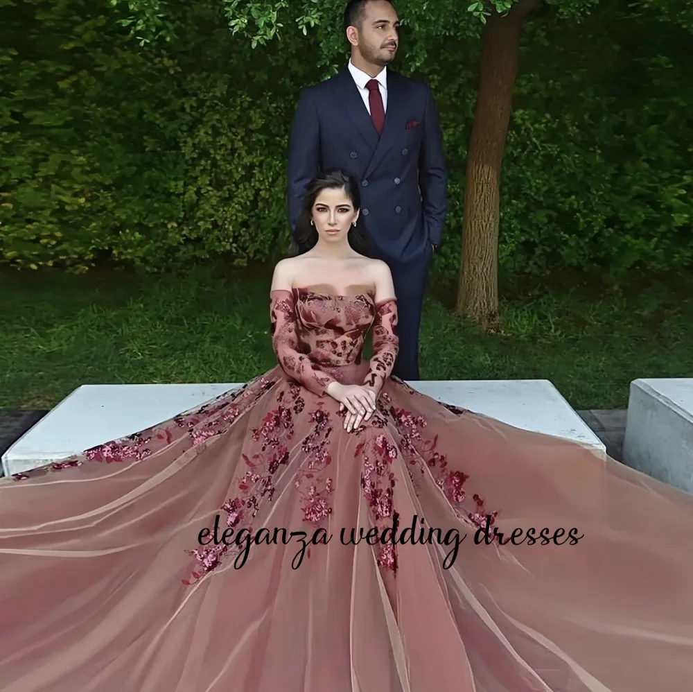 Customized Fabulous Wedding Dress Appliques Long Sleeve Pleat Floor Lenght Strapless Chapel Train Formal Occasion 2025