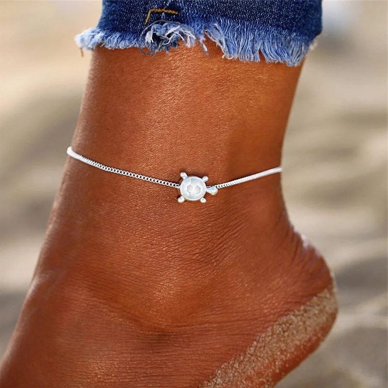 Cute Animal Sea Turtle Snake Chain Anklets For Women Vintage Silver Color Ankle Bracelet Boho Beach Jewelry Summer Accessories