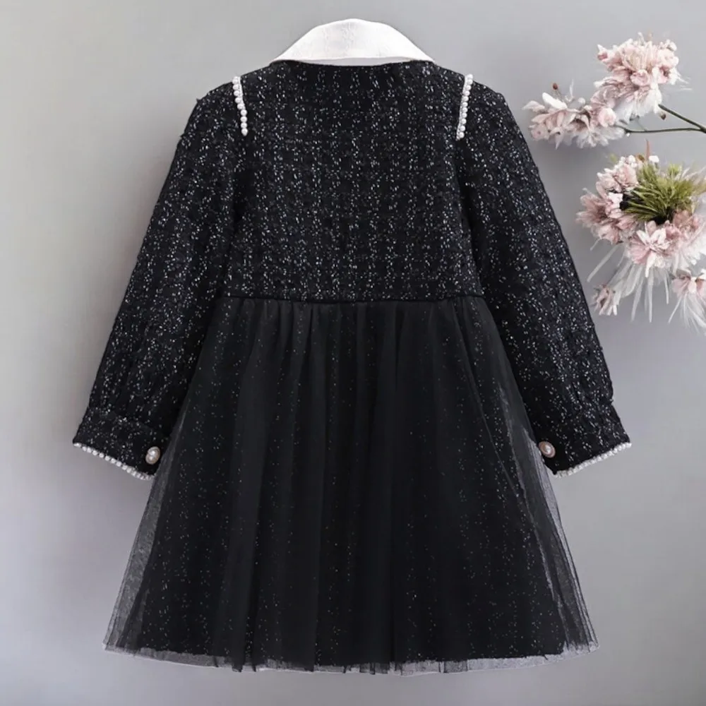 Kids Black Lace Dresses for Girls Outfits Party Dress Kids Princess Christmas Costumes Teenagers Children Clothes 6 7 8 10 Years