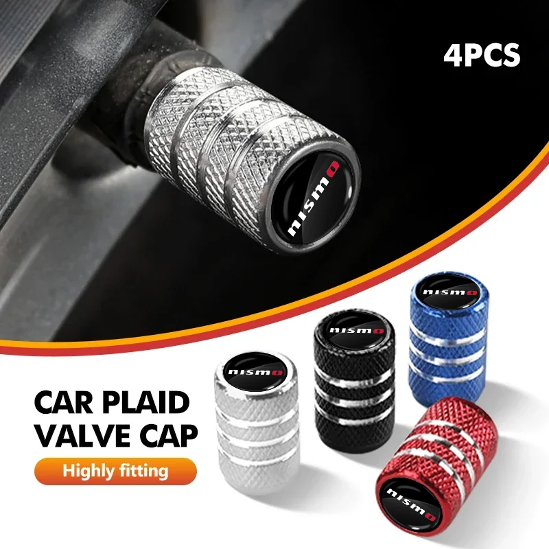 

4PCS Metal Tire Valve Caps Car Tyre Dust Covers Accessories for Nismo Nissan Juke Tiida Teana GTR 350Z 370Z 240SX Fairlady