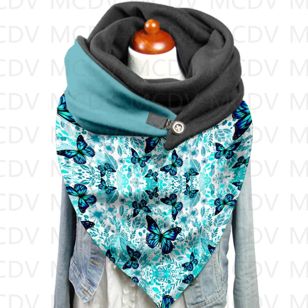 Flower butterfly Scarf Print Scarves and Shawls 3D Printed Casual Scarf And Shawl for Women Warm and Comfortable Scarf