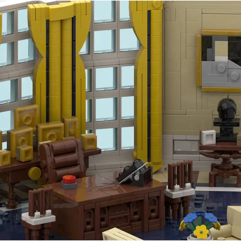 Modelo Street View Moc, bloque de construcción Modular ovalado, modelo de oficina, tecnología de ladrillo, montaje DIY, juguete de construcción, regalos de vacaciones