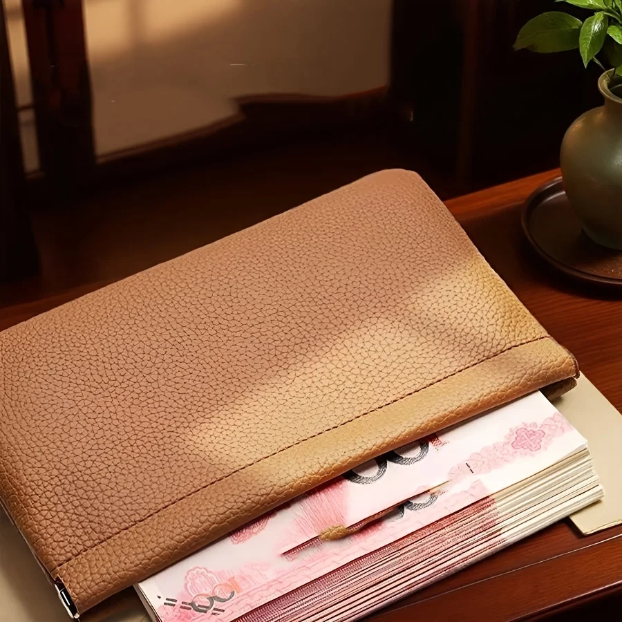 Automatic Sealing PU Material Vintage Long Wallet with Automatic Closure Large Bill & Coin Storage Pouch Snap Closure Coin Purse