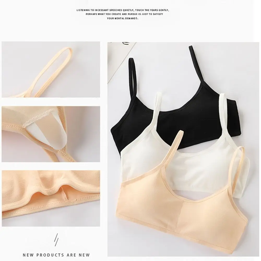 3Pcs/set 8-18 Years Casual Breathable Pure Cotton Training Bras Underwear Wireless Girl Sports Bra Tube Tops for Teeange Girls
