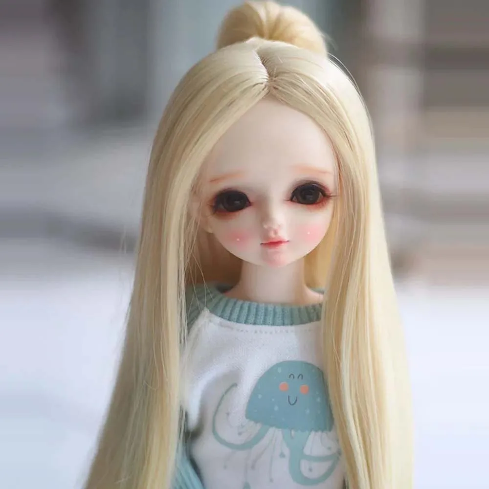 

1/3 1/4 1/6 Bjd SD Doll Wig High Temperature Light Blonde With One Ponytail Straight BJD Super For Doll Hair Wig