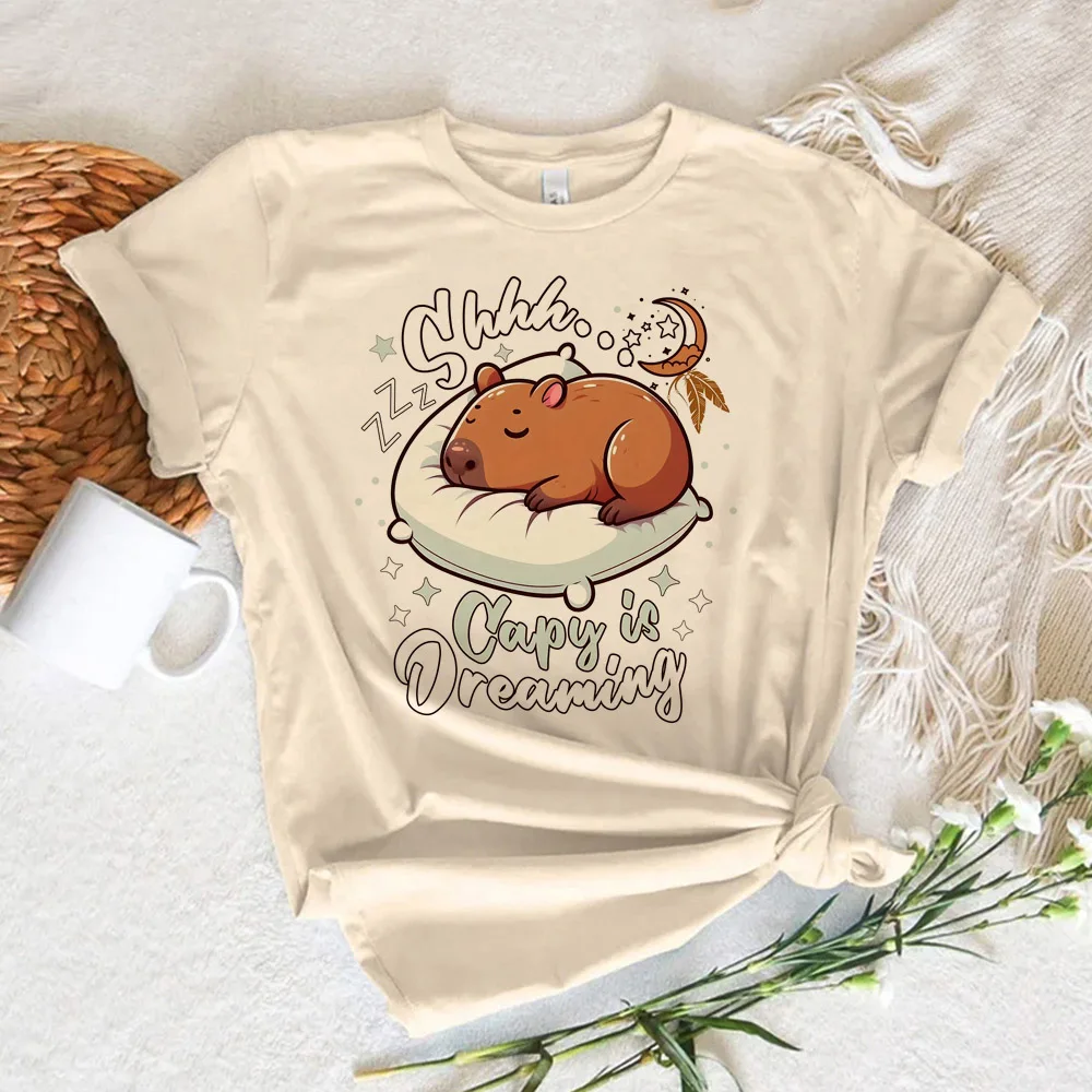 Capybara Tee women comic Japanese designer tshirt girl manga streetwear funny clothing