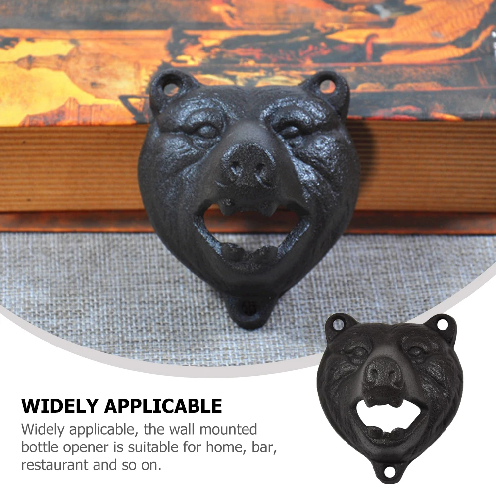 

Wall Mounted Bottle Opener Beer Cap Remover Stainless Bear Head Hardware Decor Kitchen Bar Restaurant Cool Openers