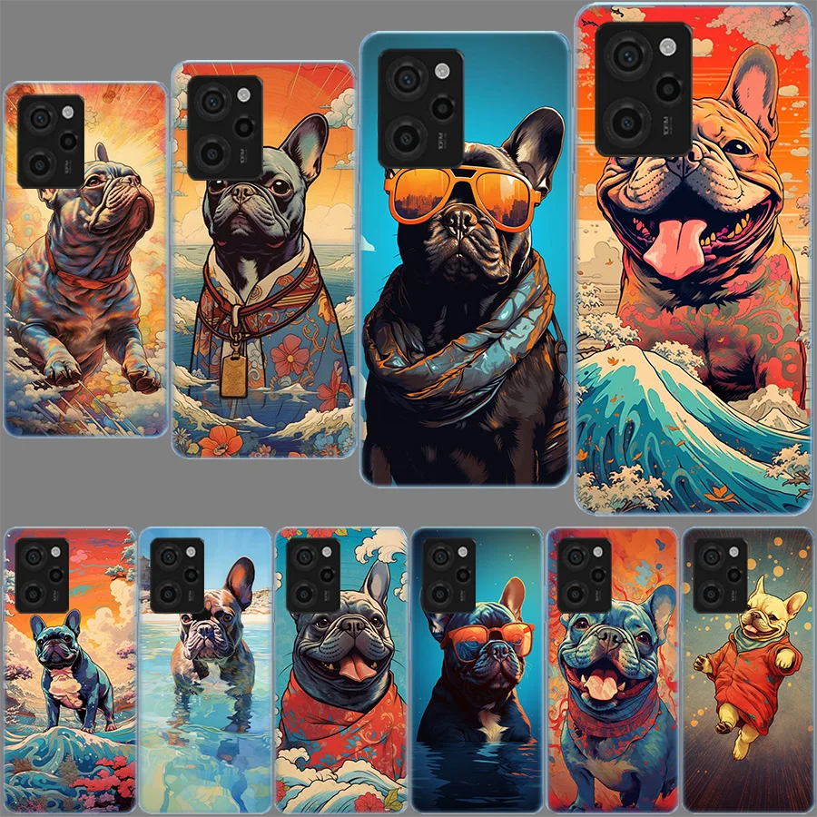 Capa de Celular com Estampa de Bulldog Francês e Pug para Xiaomi Poco F7 Ultra X7 X6 Pro M7 M6 M4 M3 X4 Mi 15 15T 14 14T 13 12T 12S 10T Pro 12 11 Li