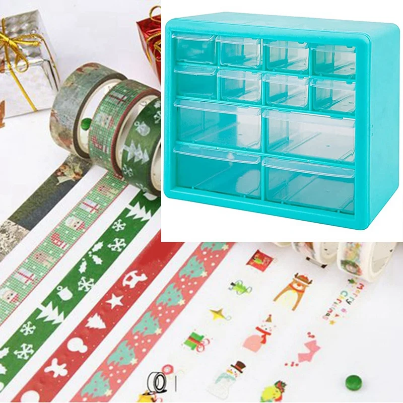 Abwr-desktop pengatur penyimpanan, dengan 12 laci Desktop kerajinan laci dada plastik Desktop kotak penyimpanan ornamen seni DIY