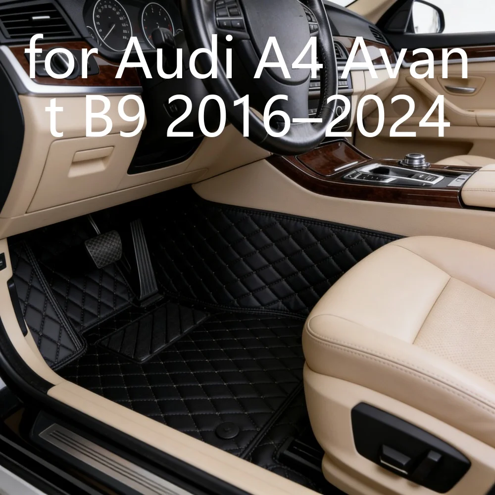 Maßgeschneiderte Autofußmatten für Audi A4 Avant B9 2016–2024 5-Sitzer, wasserdicht, rutschfest, schmutzabweisend, langlebige Lederteppiche, leicht zu reinigen, vollständige Abdeckung,
