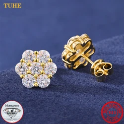 Test Passed Full Iced Out Moissanite Earrings for Women Silver 925 Trendy Unisex Earring Engagement Fine Jewelry Christmas Gifts
