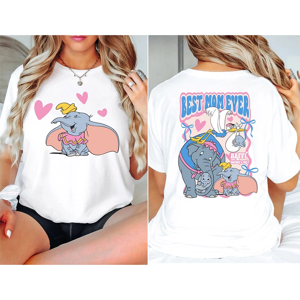 2025 ديزني جديد المرأة عادية موضة مريحة تي شيرت أفضل أمي على الإطلاق دامبو قميص ديزني دامبو ماما تي شيرت WDW Moms رحلة المحملة