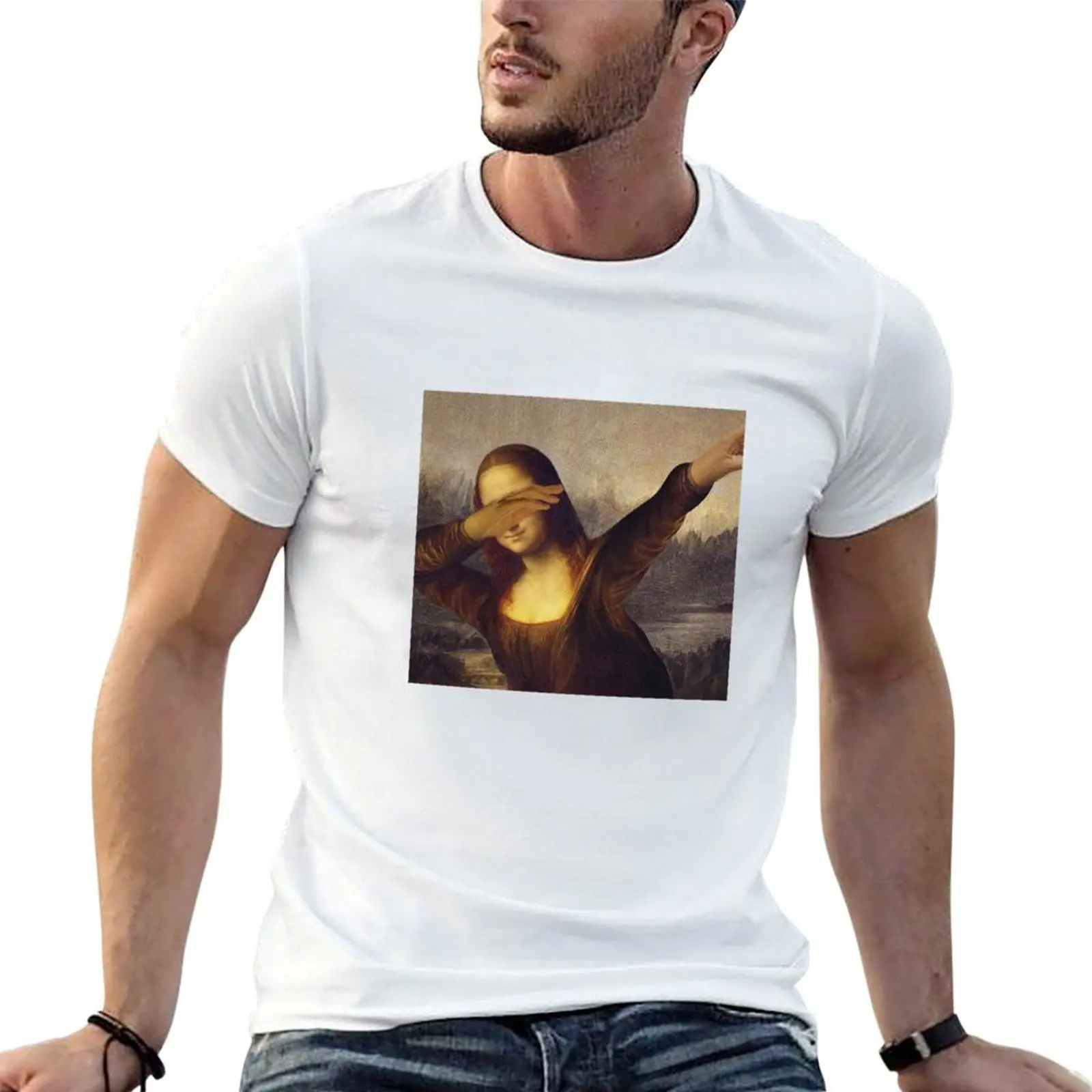 

Mona Lisa dab T-Shirt t shirts with prints cotton t shirts high quality T-Shirt