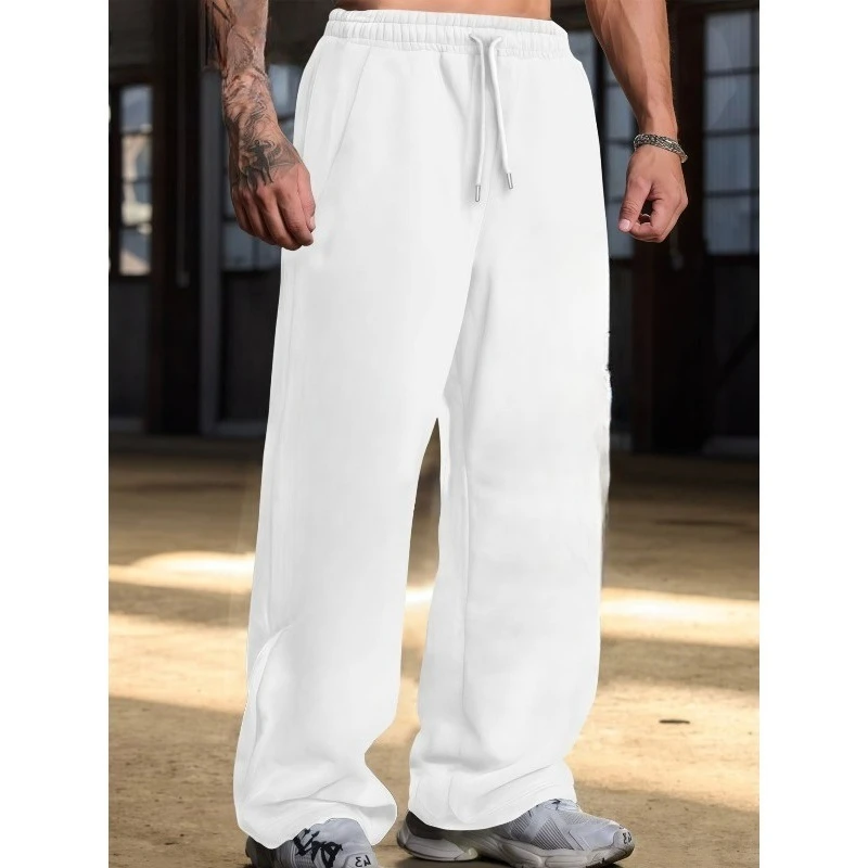 

Мужские прямые брюки с завязками в уличном стиле, удобные и подходят для повседневной носки, повседневная и модная свободная посадка