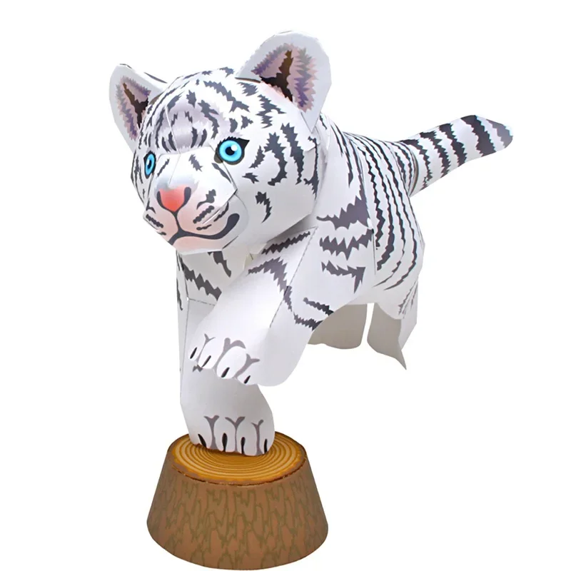 Little Bengal White Tiger Handmade Origami Art Mini Cute 3D Paper Model Papercraft Animal DIY Kids Adult Craft Toys QD-052