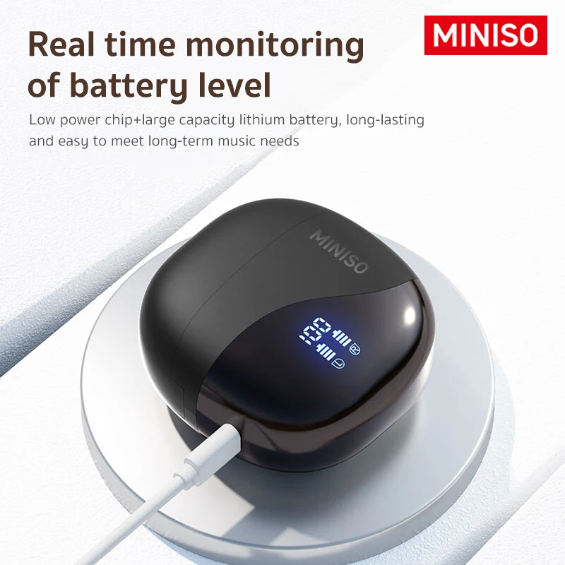 Bluetooth MINISO-X38ワイヤレスヘッドセット,タッチコントロール,ハイファイステレオサウンド,非常に長い耐久性,5.4