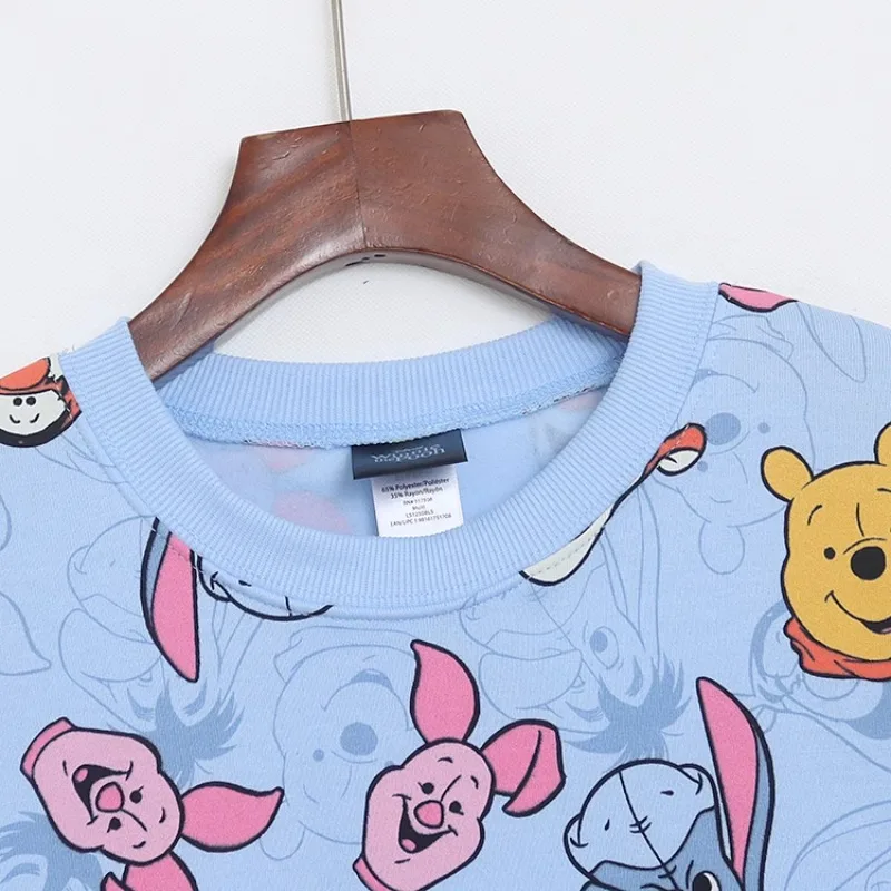 Cartoon Anime Pooh Printed Round Neck Sweatshirt Girls Boys Kawaii Soft Comfortable Casual Spring Autumn Long Sleeves Tops Gifts