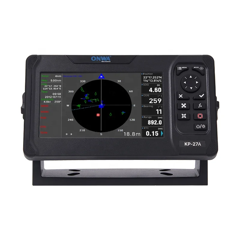 New KP-27A 7 inch marine electronics navigation gps chart plotter with AIS Class B+ transponder