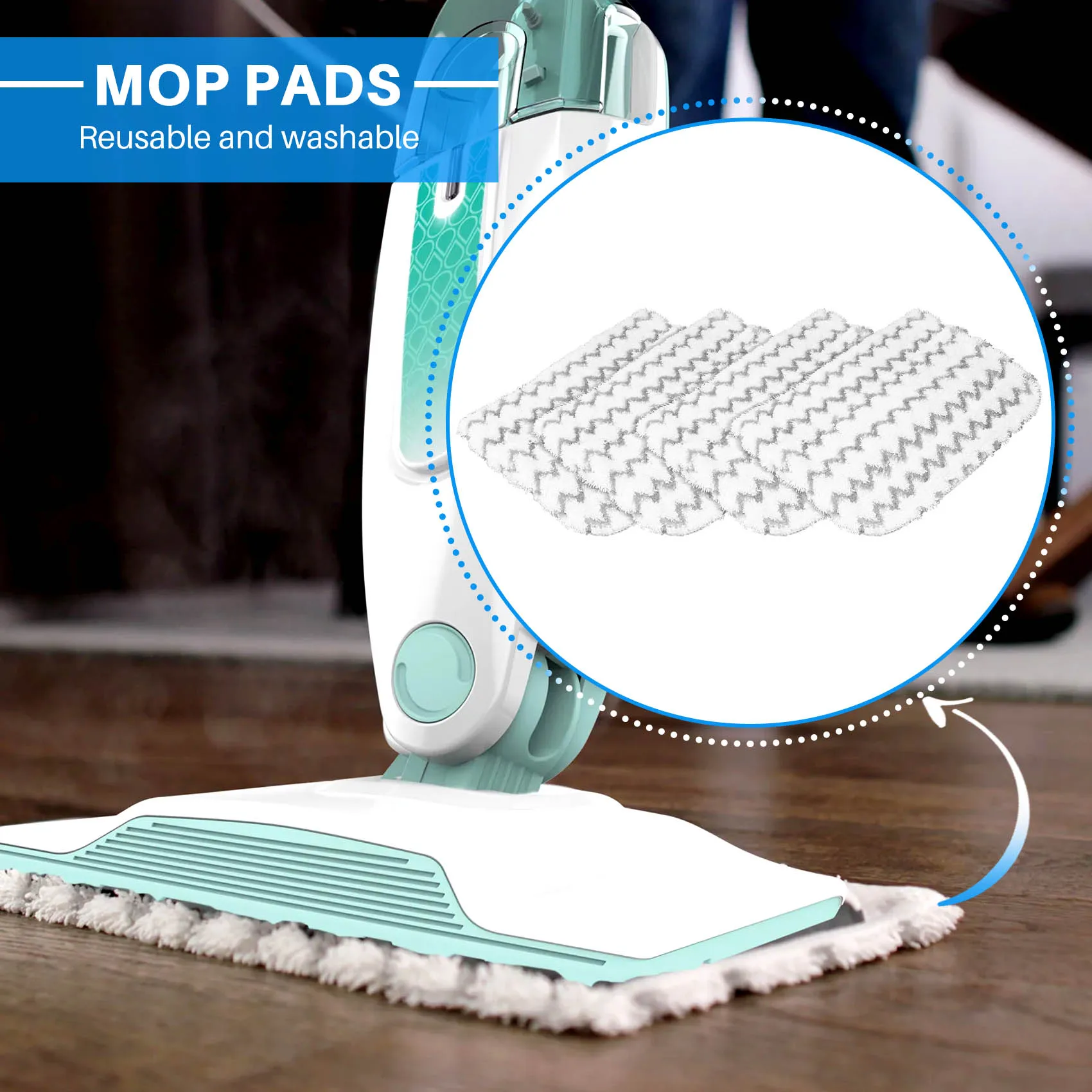 A98E-4 PCS Replacement Pads Accessory For Shark Steam Mop S1000, S1000A, S1000C, S1000WM, S10001C, Dirt Grip Pads, Microfiber Wa