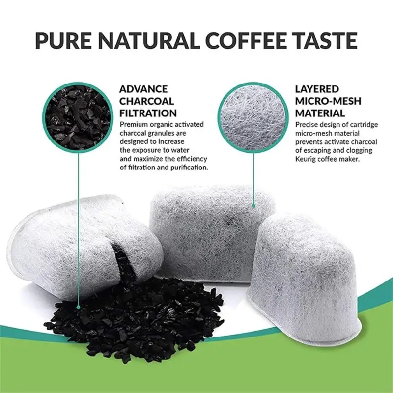 U0DE 6 قطع/مجموعة استبدال مرشحات القهوة والكربون المنشط ذات الحجم المختلط مع دعامة