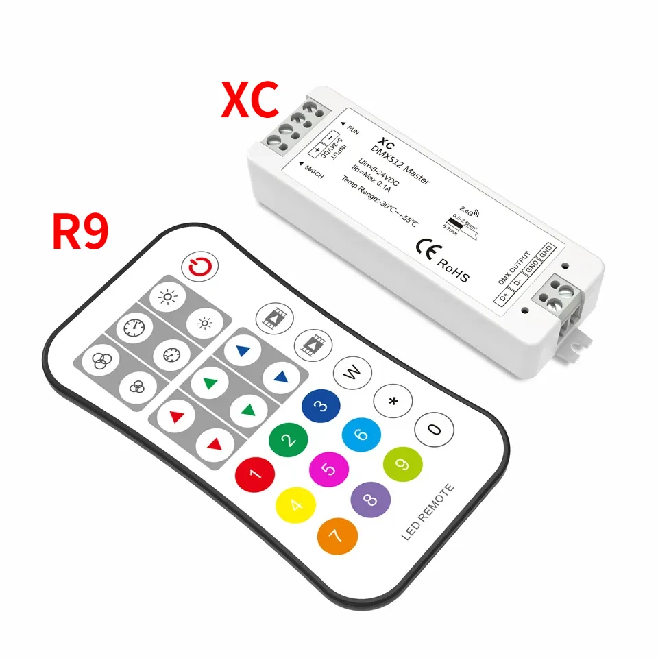 

Mini XC DMX Master RF LED Controller 2.4G Multi-pixel DMX512/1990 Signal To DMX512 Decoders or RGB/RGBW LED Lamps With DMX Chip
