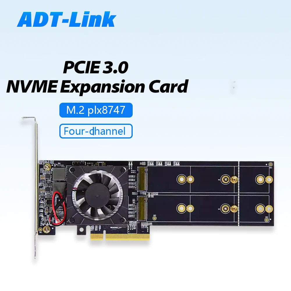PCIe 3.0 Expansion Card No Disassembly Required for Feiniu 4x NVME Interfaces Four-Bay M.2 PLX8747 Quiet Full-Height Bracket