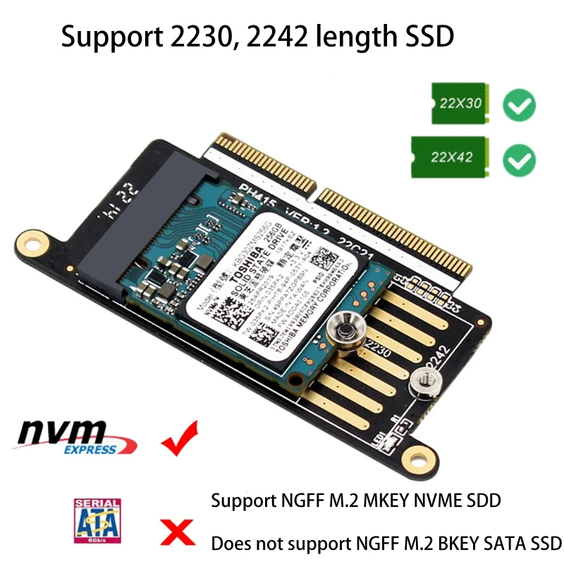 Adaptador de slot SSD para Pro A1708, M2 NVMe SSD NGFF, Chave para M para A1708 2017 2016