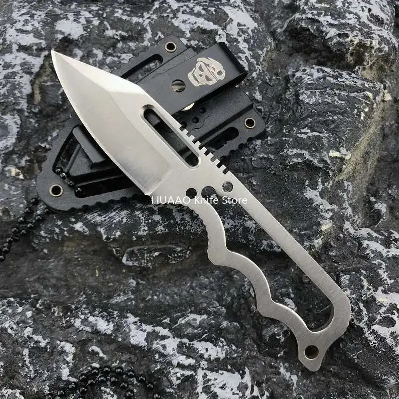 

EDC Mini Fixed Blade Tactical Camping Hiking Fishing Cutting Self-Defense Cover With Neck Chain ABS Sheath Knife