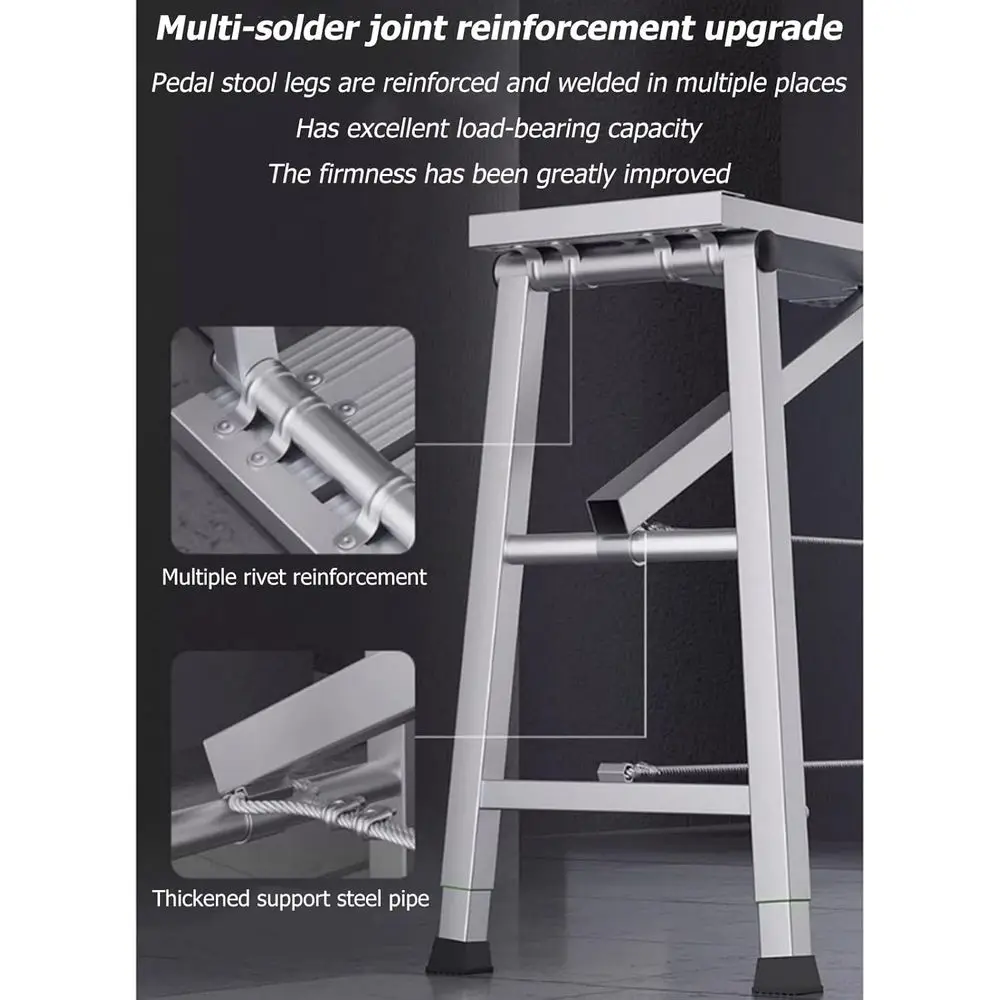 Adjustable Height Folding Step Ladder with 600 lbs Capacity, Portable Work Platform for Home and Engineering Projects