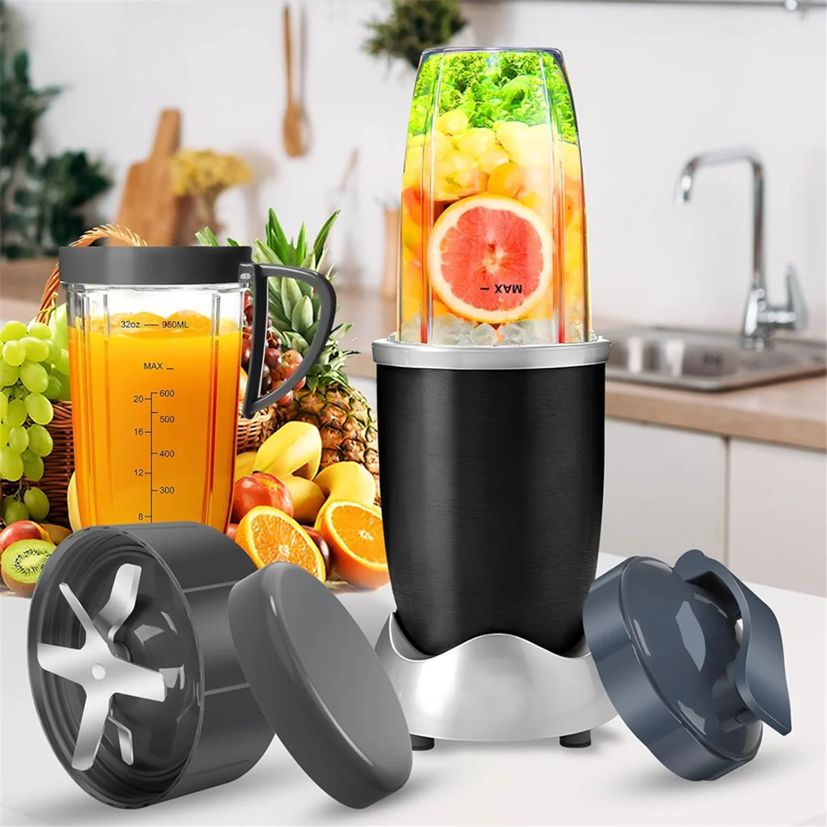 Piezas de repuesto populares para licuadora Nutribullet, tazas de licuadora Nutribullet de 32oz y 24oz con tapas, piezas de repuesto de cuchilla extractora