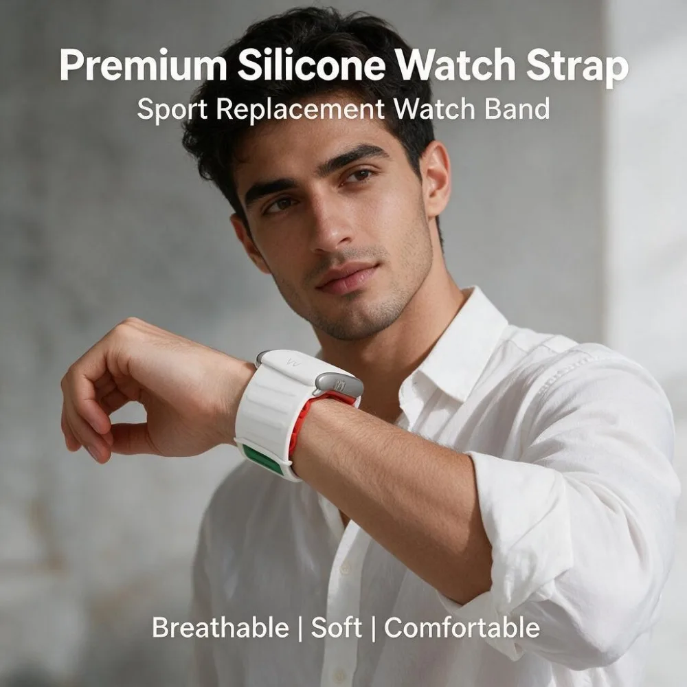 WHOOP 5.0 MG Compatible CR7 Silicone Sport Replacement Wristband Three Color Strap with Metal U Frame